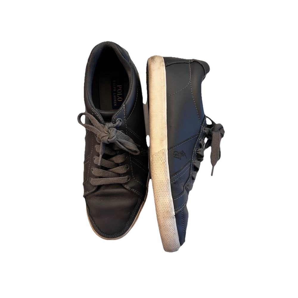 Polo‎ Ralph Lauren HUGH Gray Leather Fashion Sneakers Shoes Mens 10D Pony Casual